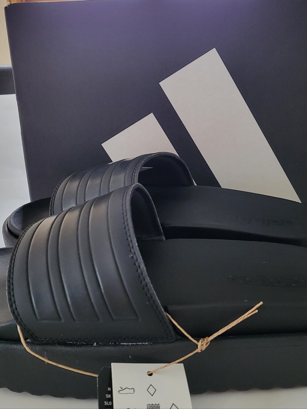 Adidas adilette platform Sandals slides womens size 9 Black